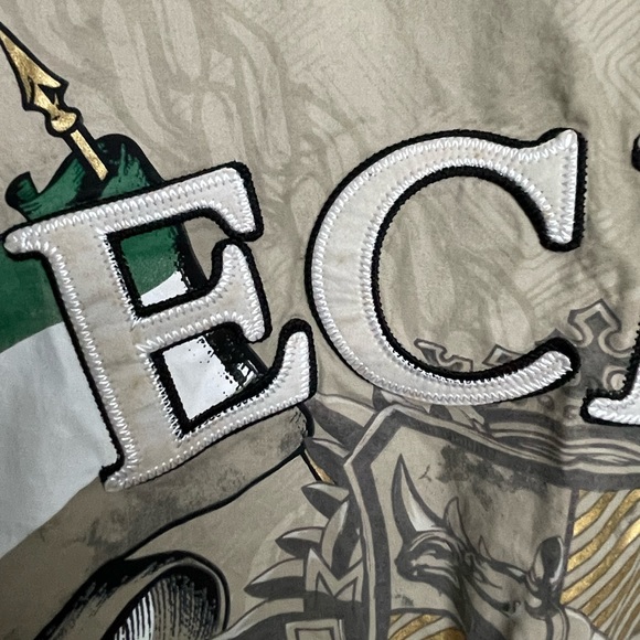 Ecko Unlimited Button down Shirt khaki with embroidered back logo size M - Picture 6 of 9